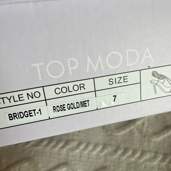 Top Moda Bridget Rose Gold Tie Up Ankle sandal Heel Women’s Size 7 - Picture 13 of 14